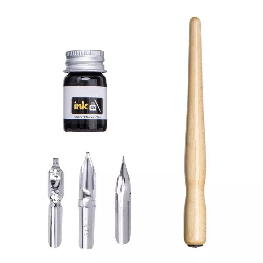 Professional Comic Dip Pen Set - Wooden Calligraphy Pen For Beginners & Kids (Cyan)