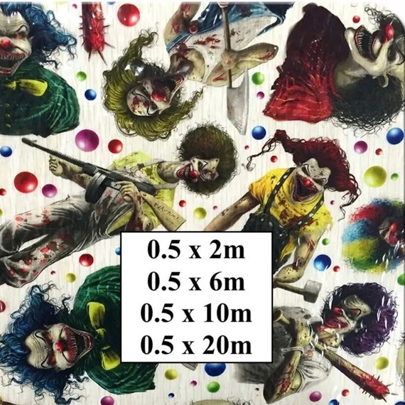 Hydrographic Water Transfer Film - Hydrographic dipping - Water Dipping Film - Hydro Dipping Print Scary Clowns