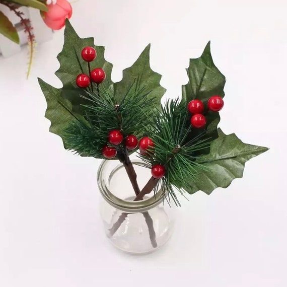 5 Pack Artificial Holly Branches - Christmas Decor - DIY Wreath Making - Flower Arrangement - model 3