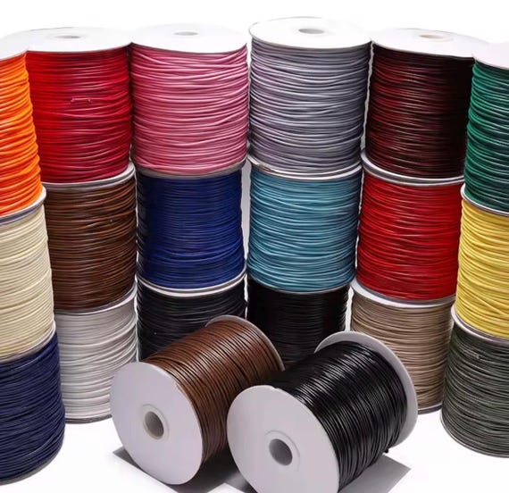 Waxed Cotton Cord 0.5-2mm, Braided Jewellery String 5-10yd, Colour Cord for Bracelets, Chinese Knotting, Macrame & Crafts
