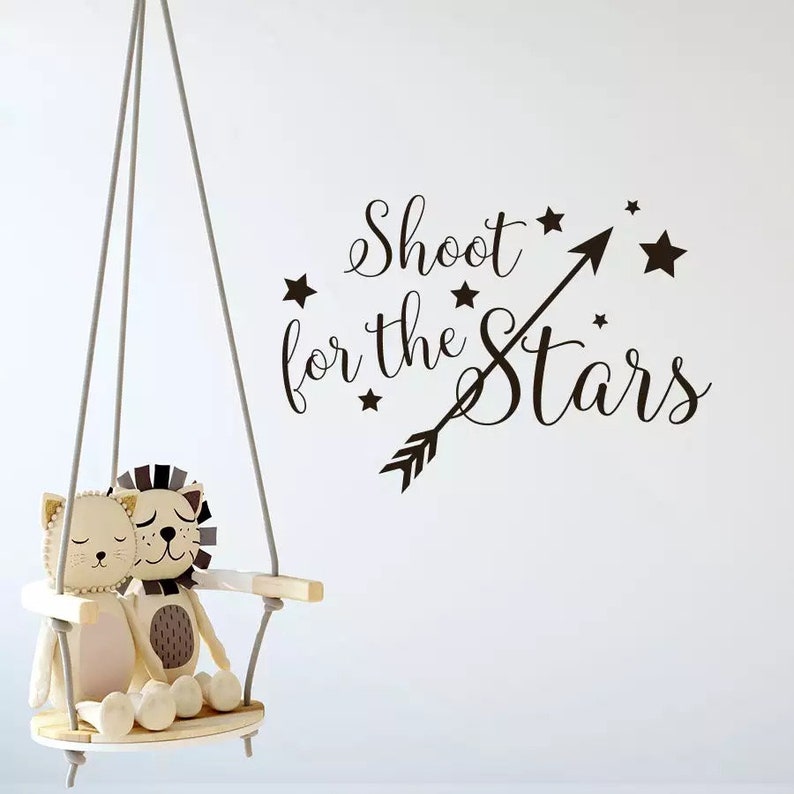 Shoot For The Stars Wall Decal \u2013 Vinyl Wall Sticker \u2013 Removable Wall Art for Home decor