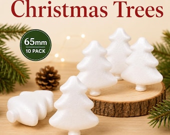 White Styrofoam Christmas Trees 65mm, 10 Pack Polystyrene Foam Tree Shapes for DIY Ornaments, Kids Crafts, Holiday Decor & School Projects
