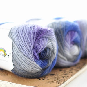 100% Merinowolle Rainbow Garn - 50g, 180m, Super Soft Strickgarn - Farbe 2