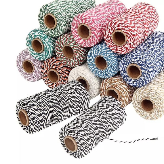 2mm Natural Cotton Gift Wrapping String - 100 Meters Twisted Cord - 31 Colours