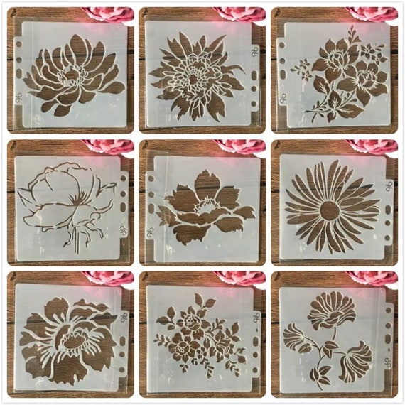 9 Piece Reusable Stencils - Plastic Stencils - DIY Home Decor