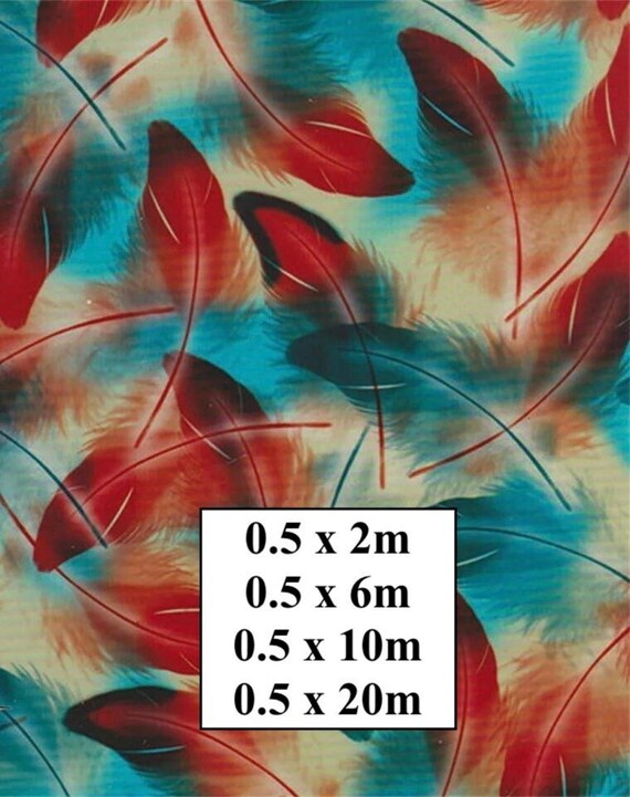 Hydrographic Water Transfer Film - Hydrographic dipping - Water Dipping Film - Hydro Dipping Print Red & Blue Feathers