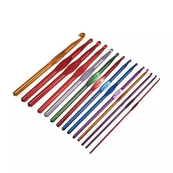 Crochet Hook Set -  2-10mm Colour Coded - Aluminium, 14 Pieces