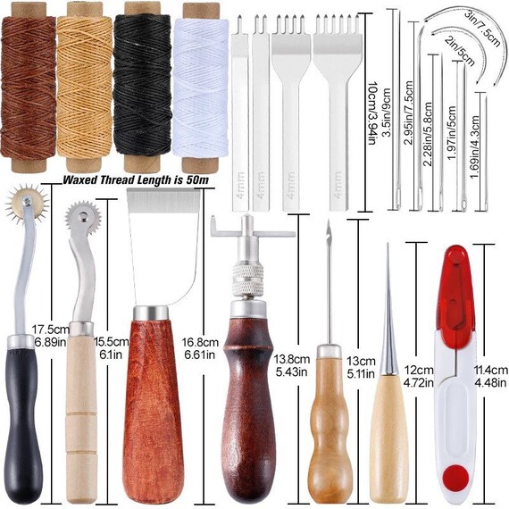 Leather Craft Tool Kit, Hand Tools, Leather Craft Accessory Set, Leather Stitching, Cutting, Punching Tool Set