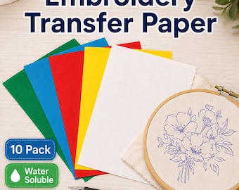 Embroidery Transfer Paper 10 Pack, Water Soluble Pattern Tracing Sheets for Fabric, Sewing, Needlework, Quilting & Crafts