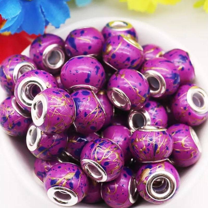 VINTAGE: 10pcs LARGE Old Glass Beads Large Hole Beads Macramé Beads 