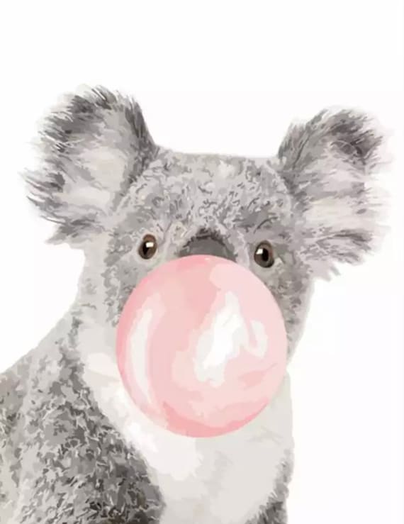 Paint by Numbers Kit - DIY Painting Kit - Gift Idea - Bubblegum Koala - 3 Sizes