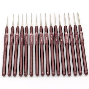 かぎ針編みフック 16 個セット - 0.5-2.5 mm - 軽量、高品質、人間工学に基づいたプラスチックハンドル