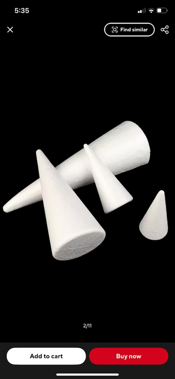 White Styrofoam Cone 11-30cm - Polystyrene Foam Shapes - DIY Craft