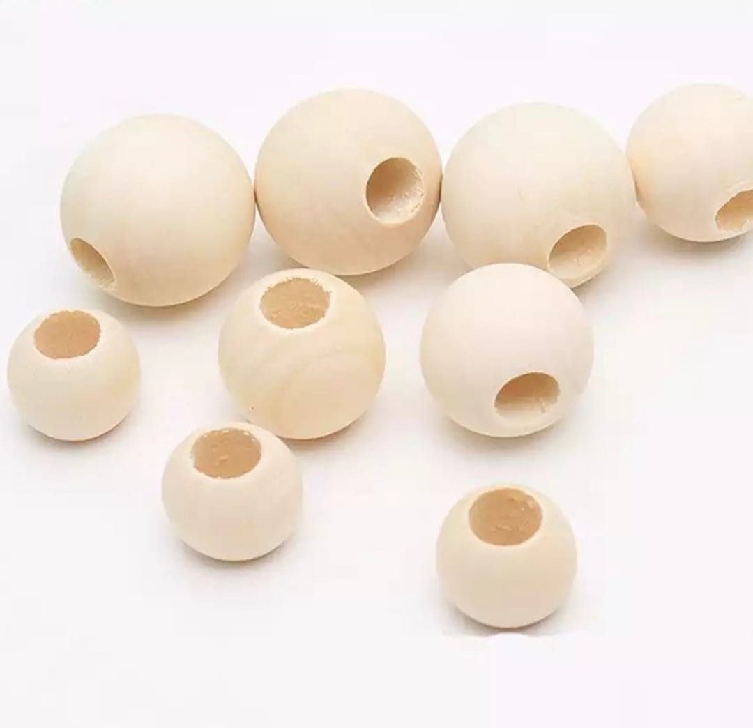 Perline in legno marrone, 18 mm, foro grande, rotonde, sfuse
