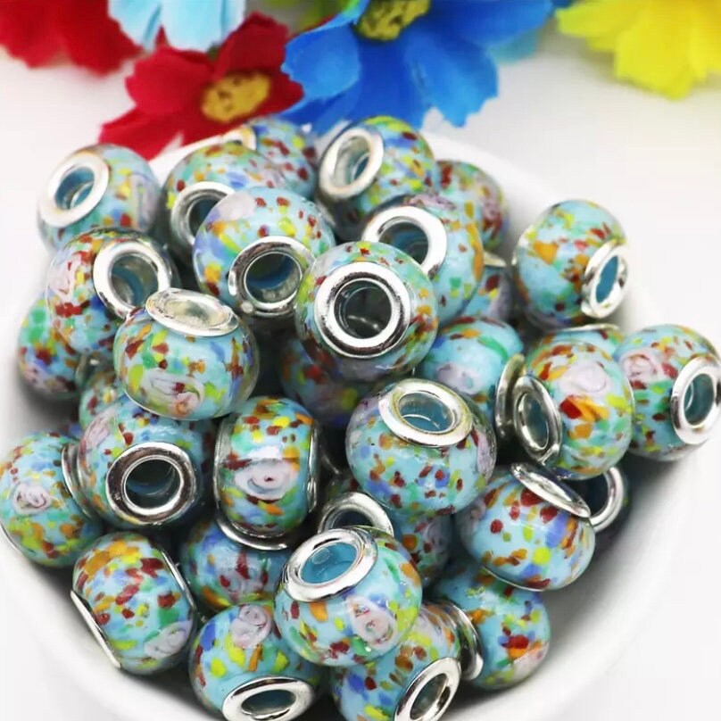 5mm Hole Round Glass Beads 10 Pack Large Hole Bead for Macrame 16mm  Diameter 10 Colour Options 