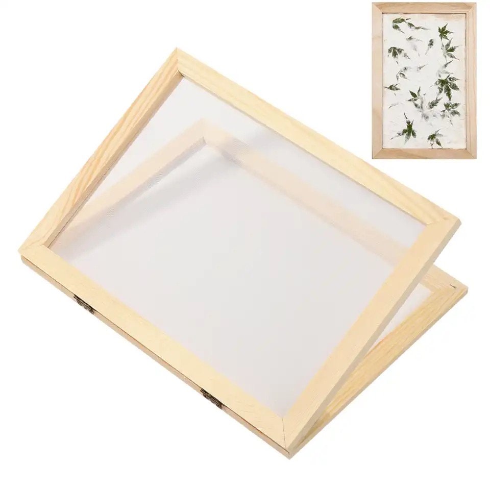 Wood Paper Making Papermaking Screen Printing Wooden Rectangular for Paper  Recycling DIY, 4 Sizes , 25x34cm
