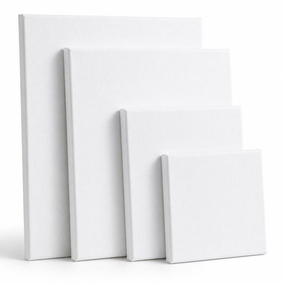 Blank Canvas for Painting, Cotton Stretched Canvas on Frame, White Artist Canvas Boards 10x10-24x30cm, Ready to Paint for Acrylic Oil Art