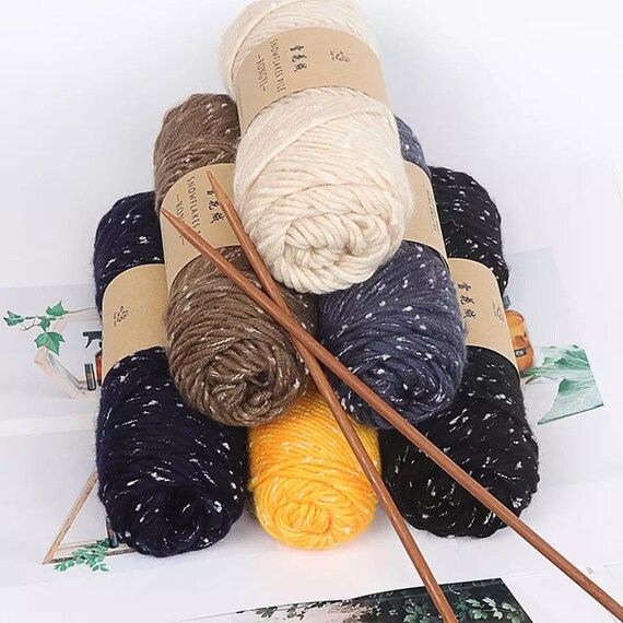 Snow Flake Worsted Knitting Wool 100g - Knitted Blanket Yarn - Spotted Coloured Thread - 24 Colours
