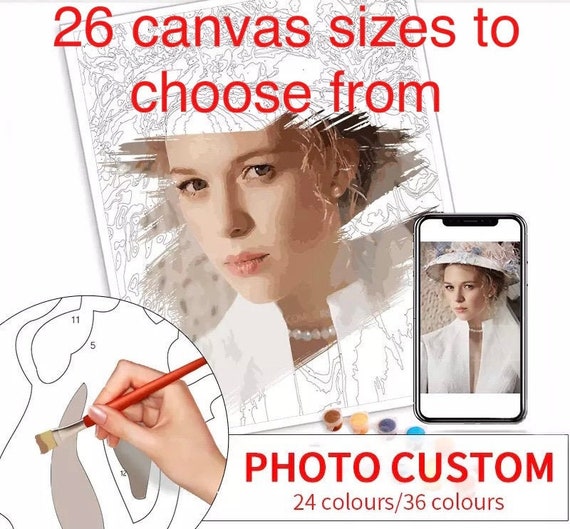 Custom Paint by Numbers Kit - 24 or 36 Colours - DIY Painting Kit - Personalised Gift Idea - 26 Canvas Sizes - Unique Present
