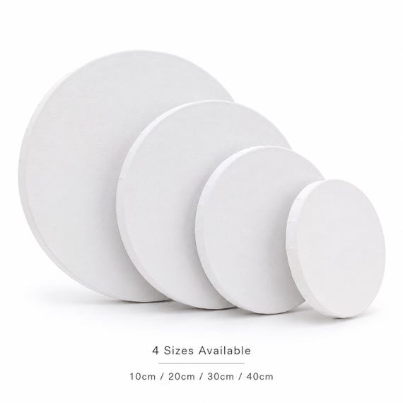 Round Canvas for Painting, Cotton Stretched Circle Canvas on Frame, Blank Artist Canvas 10-40cm for Acrylic Oil Art & Craft Projects