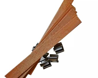 Mechas de vela de madera con soportes, paquete de 50 - 7 tamaños - Mecha de vela natural