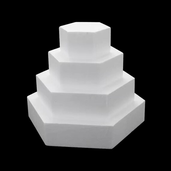White Styrofoam Hexagon Cake Dummy 4-10 Inch - Polystyrene Foam Shapes - Cake Making