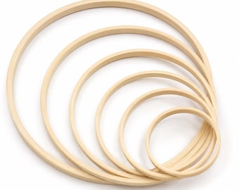 Bamboo Dreamcatcher Hoops 10-33cm, Wooden Craft Rings for Macrame, Wreaths, Floristry, DIY Dream Catchers, 1 or 5 Pieces