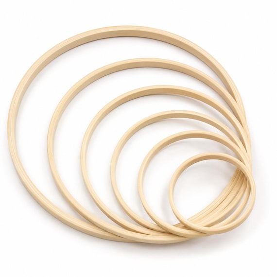 Bamboo Dreamcatcher Hoops 10-33cm, Wooden Craft Rings for Macrame, Wreaths, Floristry, DIY Dream Catchers, 1 or 5 Pieces