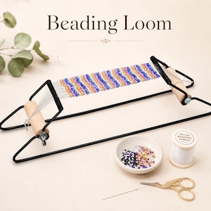 Beading Loom Kit for Beginners, 29.5cm Metal and Wood Bead Weaving Frame for Bracelets, Rings, Necklaces, Belts & DIY Jewellery Making