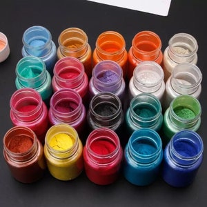 Pigments en poudre de mica pour résine époxy - Effet perle - 24*5g - Pack 24 couleurs - Artisanat époxy