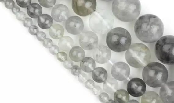 Grey Cloudy Quartz Beads - Round Natural Stone - 4, 6, 8, 10mm