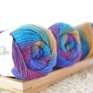 100% Merinowolle Regenbogengarn - 50g, 180m, superweiche Strickwolle - Farbe 4