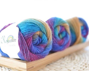 100% Merino Wool Rainbow Yarn - 50g, 180m, Super Soft Knitting Yarn - Colour 4