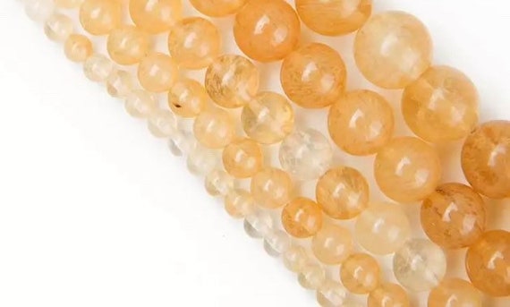 Yellow Tea Cherry Quartz Beads - Round Natural Stone - 4, 6, 8, 10mm
