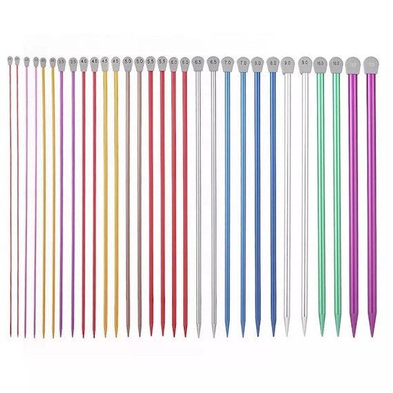 30pcs Set 2-12mm Aluminium Knitting Needles - 35cm Long - 15 pairs