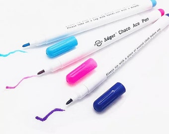 5 Pack Water Soluble Fabric Markers - Non-Permanent, Non-Toxic Fabric Pen - 3 Colours - Fine Tip Transfer Pen