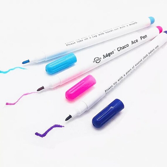 5 Pack Water Soluble Fabric Markers - Non-Permanent, Non-Toxic Fabric Pen - 3 Colours - Fine Tip Transfer Pen