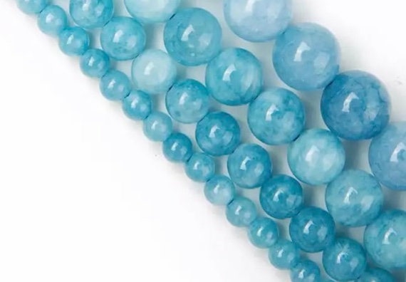 Aquamarine Angelite Beads - Round Natural Stone - 4, 6, 8, 10mm