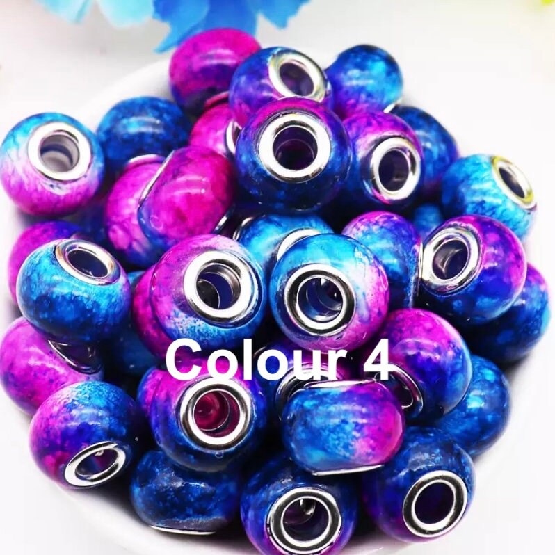 5mm Hole Round Glass Beads 10 Pack Large Hole Bead for Macrame