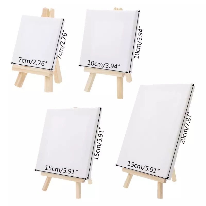 Mini Stretched Canvas Easel Set- Bulk Pack of 5, Small Stretched White  Blank Canvas Panels & Wood Easels for Painting Craft Drawing Decoration  Gift Art Project DIY,Kids Art Supplies 