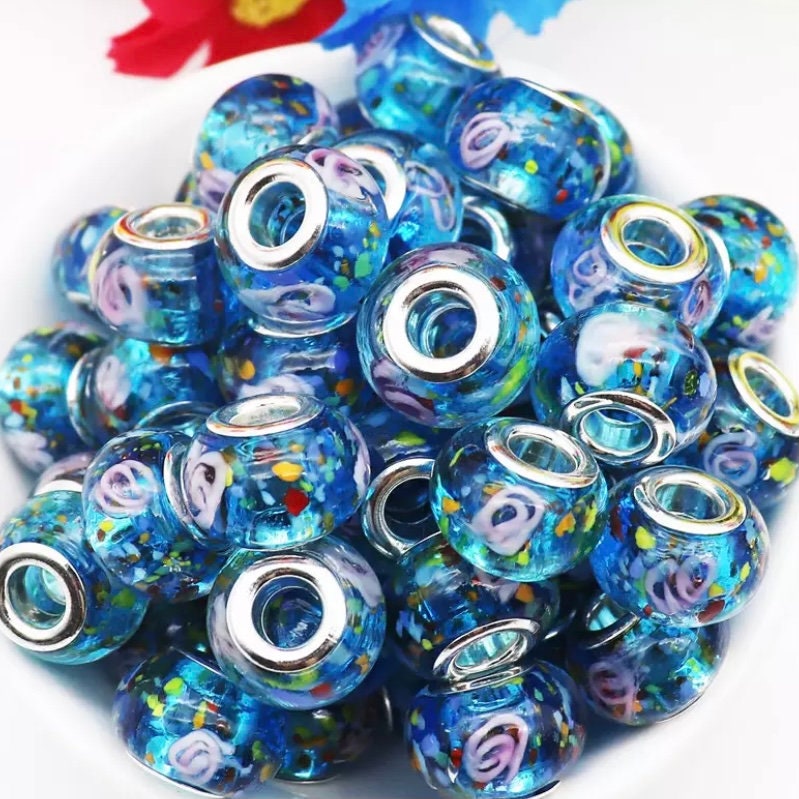 5mm Hole Round Glass Beads 10 Pack Large Hole Bead for Macrame