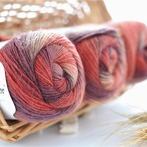100% Merinowolle Regenbogen Garn - 50g, 180m, superweiches Strickgarn - Farbe 3