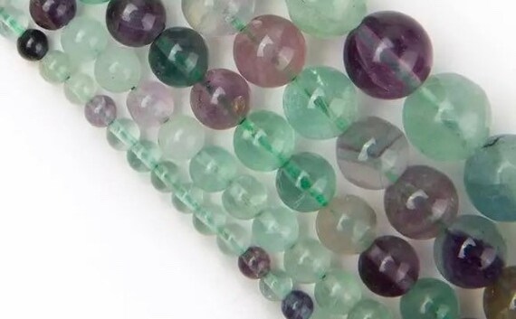 Fluorite Beads - Round Natural Stone - 4, 6, 8, 10mm