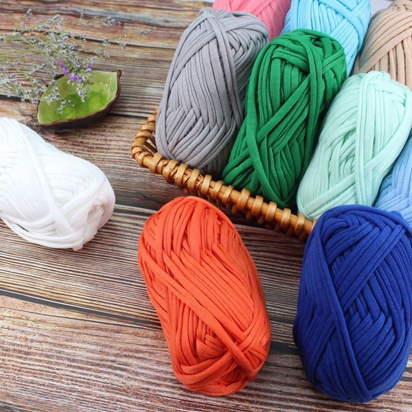 Chunky Coloured T-Shirt Yarn - Thick & Soft -100g per Ball - 31 Colours