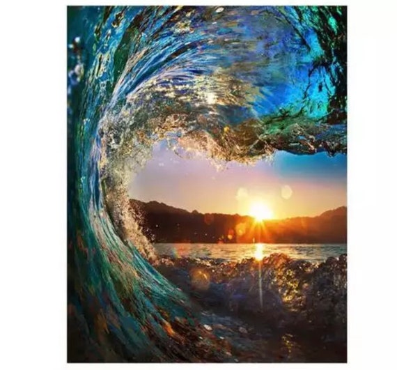 Paint by Numbers Kit - DIY Painting Kit - Gift Idea - Surfing at Sunset - 3 Sizes