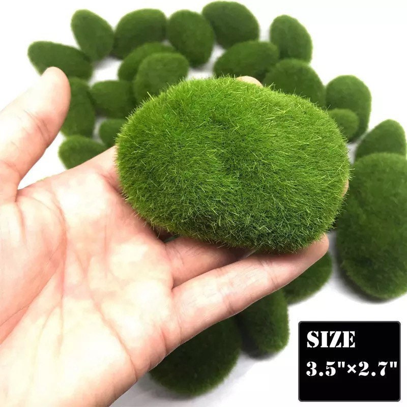 30 Pack, 3 Sizes Artificial Moss Rocks Decorative Green Moss Balls