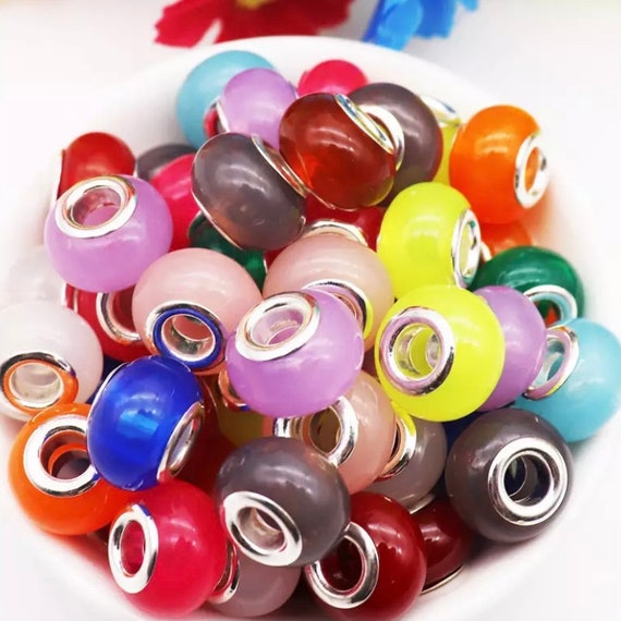 5mm Hole Round Glass Beads 10 Pack Large Hole Bead for Macrame 16mm  Diameter 6 Colour Options 