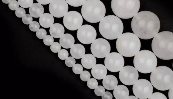 Malaysian White Agate Beads - Round Natural Stone - 4, 6, 8, 10mm
