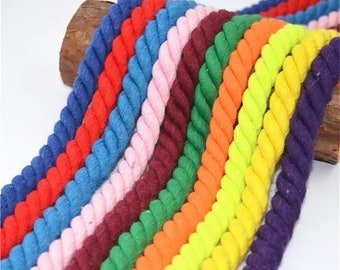 100% Natural Twisted Cotton Cord 12mm, 10m - 11yd Coloured Rope