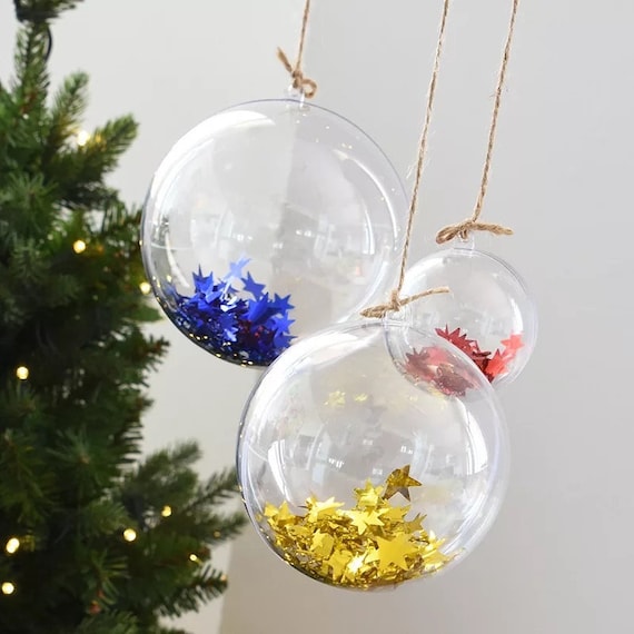 10 Pack Clear Fillable Hanging Balls - Christmas Decor - DIY Party Decoration